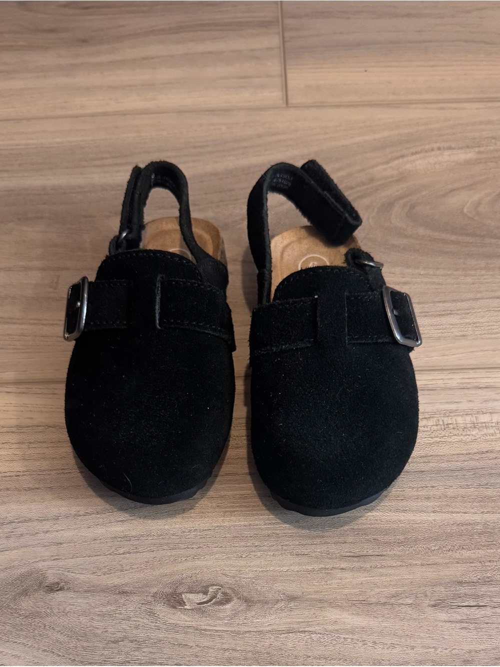 Cat & Jack Black Suede Buckle Back Kids Sandals
